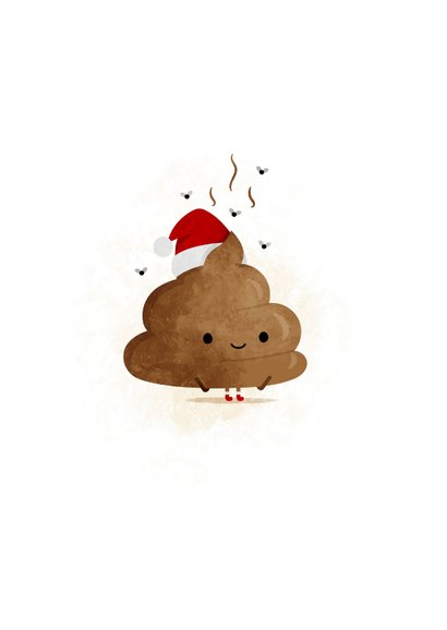 Kerstkaart warme kerstknuffel met drol 2