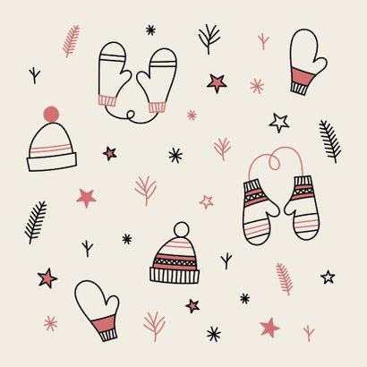 Kerstkaart warme winter wensen met leuke illustraties 2