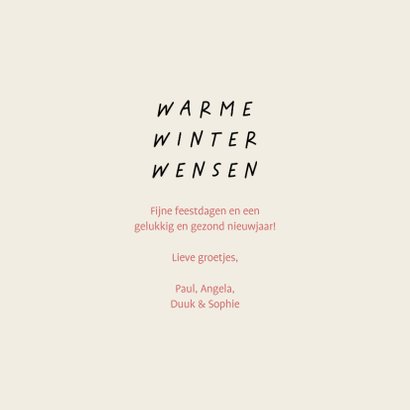Kerstkaart warme winter wensen met leuke illustraties 3