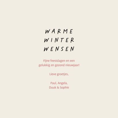 Kerstkaart warme winter wensen met leuke illustraties 3