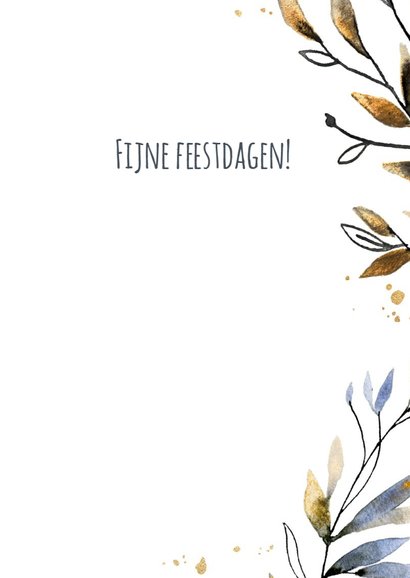 Kerstkaart waterverf blauw/goud 3
