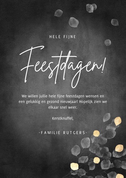 Kerstkaart waterverf eucalyptus gouden 2021 fijne feestdagen 3