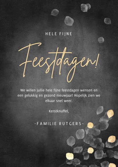 Kerstkaart waterverf eucalyptus gouden 2025 fijne feestdagen 3