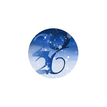 Kerstkaart winter blauw kerstballen Achterkant