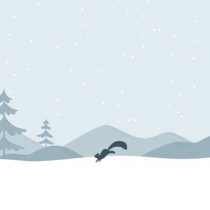 Kerstkaart winter dieren hert rendier sneeuw foto kinderen Achterkant