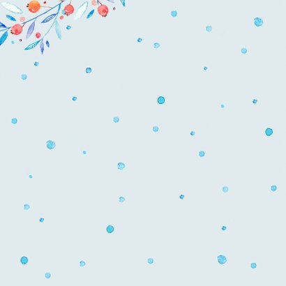 Kerstkaart winter met beer, vogels en dennenbomen Achterkant