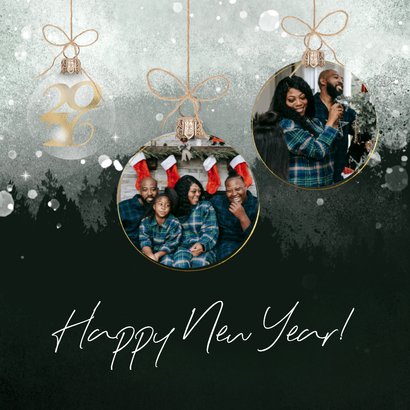 Kerstkaart winter natuur kerstbal 2026 2