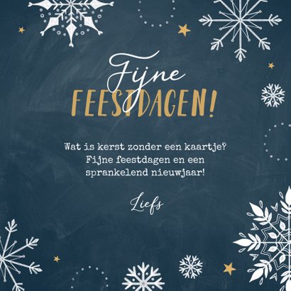 Kerstkaart winter sneeuw sterren foto goud 3