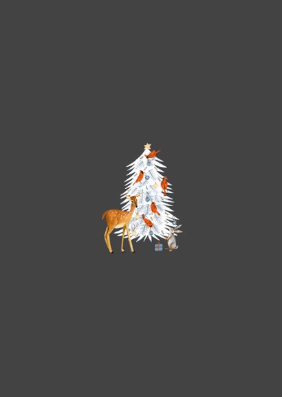 Kerstkaart winter wonderland dieren en kerstboom 2
