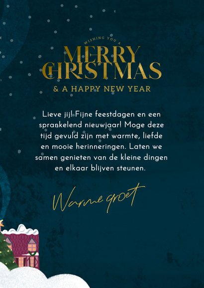 Kerstkaart winterlijk kleurrijk wonder dorp  3