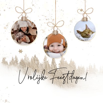 Kerstkaart winters bos kerstbal 2