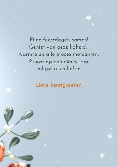 Kerstkaart winters roodborstje met kerstgroen 3
