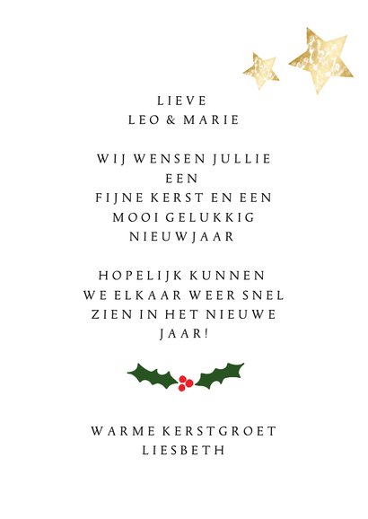 Kerstkaart wit staand - een gouden kerst 3