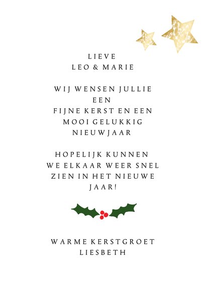 Kerstkaart wit staand - een gouden kerst 3