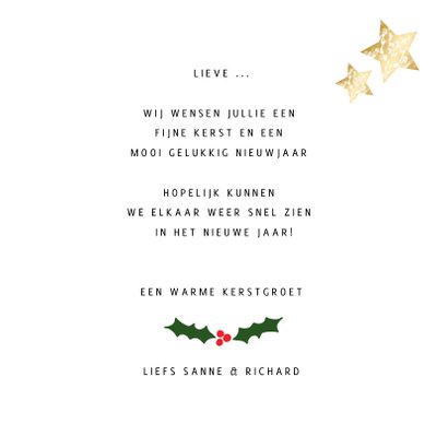 Kerstkaart wit vierkant 2 foto's - een gouden kerst 3