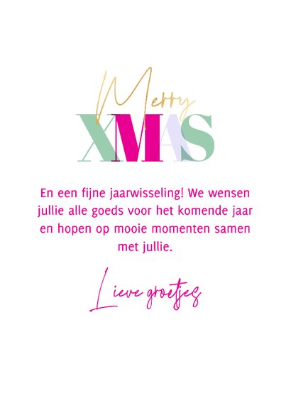 Kerstkaart XMAS in funky kleurtjes met twee foto's 3