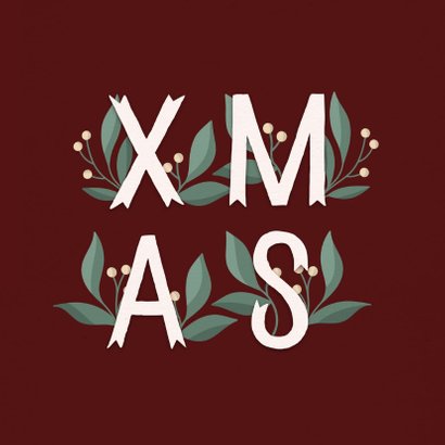 Kerstkaart 'Xmas' met takjes 2