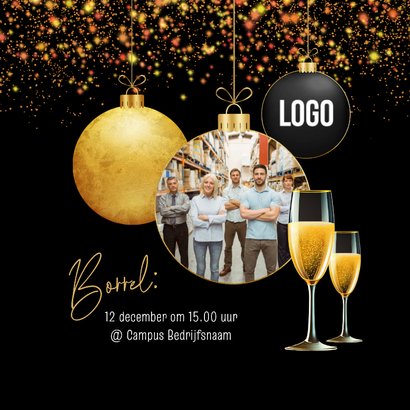 Kerstkaart zakelijk bedankt 2026 goud sparkles 2