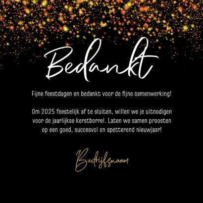 Kerstkaart zakelijk bedankt 2026 goud sparkles 3