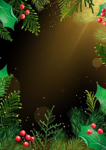 Kerstkaart zakelijk bedankt met realistische kersttakken Achterkant