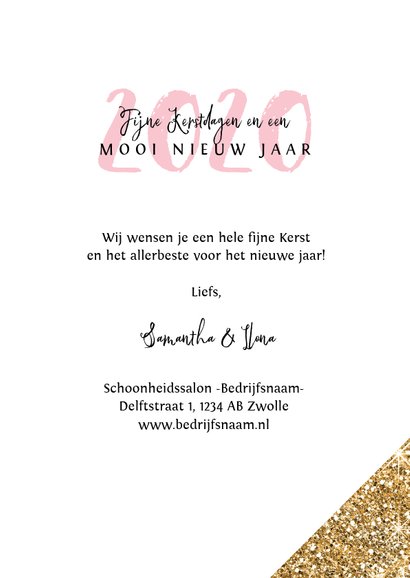 Kerstkaart zakelijk fotocollage glitter goud 3