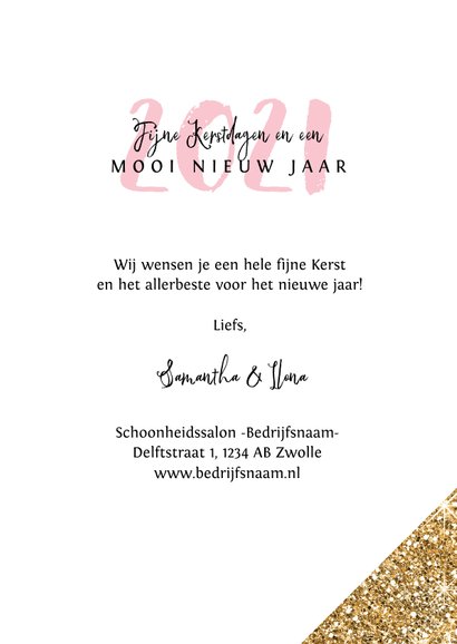 Kerstkaart zakelijk fotocollage glitter goud 3