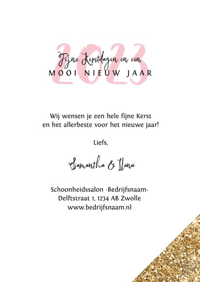 Kerstkaart zakelijk fotocollage glitter goud 3
