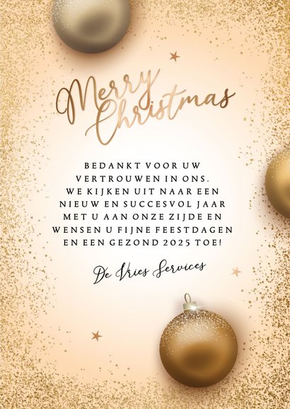 Kerstkaart zakelijk gouden kerstballen 3