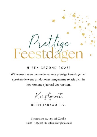 Kerstkaart zakelijk kerstboom foto logo sterren goudlook 3