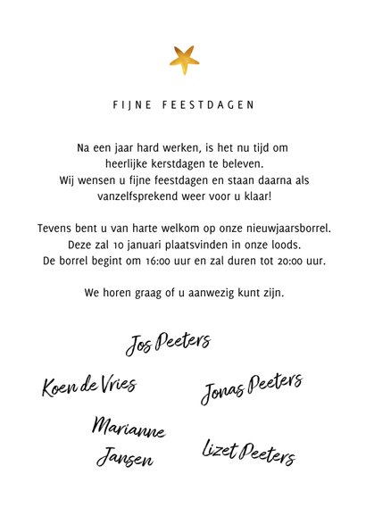 Kerstkaart zakelijk met goudlook sterren en foto's 3