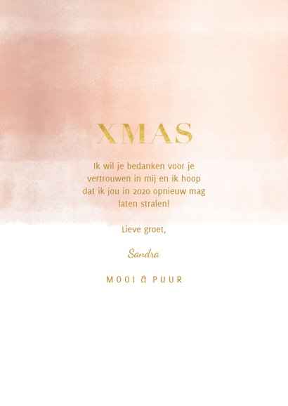 Kerstkaart zakelijk rosé gouden waterverf met fotocollage 3
