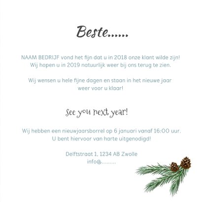 Kerstkaart zakelijk stoer met industrieel hout en lampjes 3