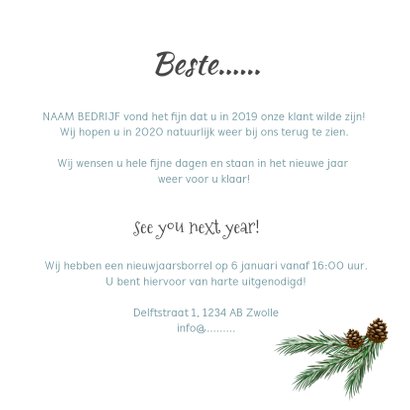 Kerstkaart zakelijk stoer met industrieel hout en lampjes 3