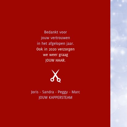 Kerstkaart zakelijk Wij verzorgen graag jouw haar 3