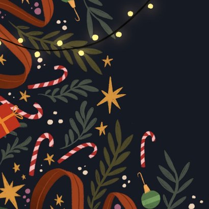 Kerstkaart zuurstokjes en takken vierkantje 2