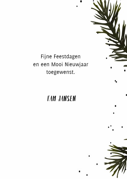 Kerstkaart zwart dennentakjes 3