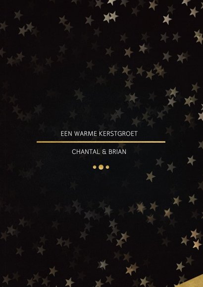Kerstkaart zwart met foto en goud 3