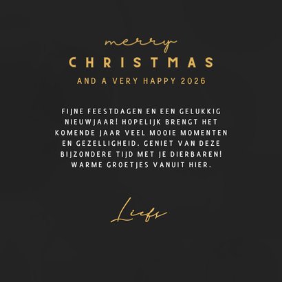 Kerstkaart zwart met gouden kerstboompjes 3