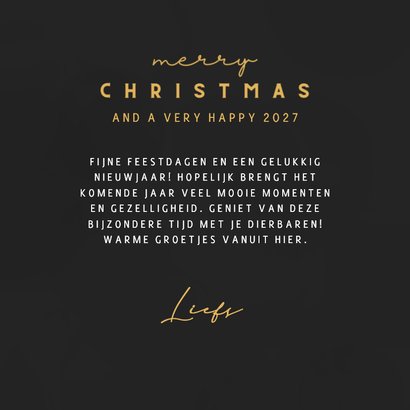 Kerstkaart zwart met gouden kerstboompjes 3