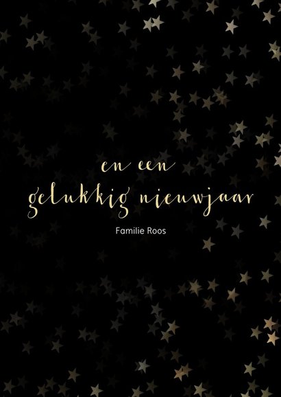 Kerstkaart zwart met kerstster van goud - Een gouden kerst 3