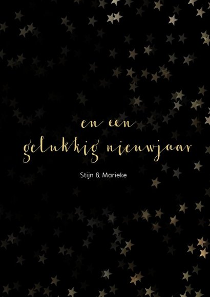 Kerstkaart zwart met sneeuwvlok van goud - een gouden kerst 3