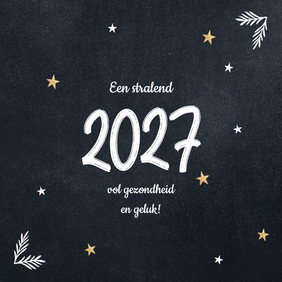 Kerstkaart zwart wit goud 2027 2