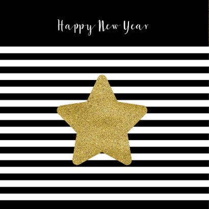Kerstkaart zwart wit goud kerst ster goud 2