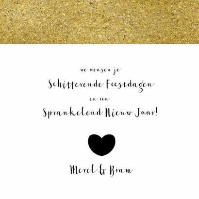 Kerstkaart zwart wit goud - OT 3