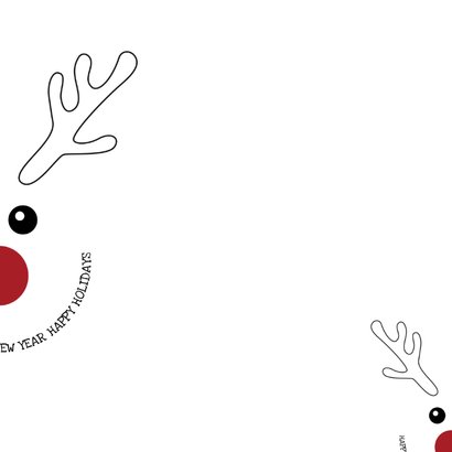 Kerstkaart zwart-wit met grappige illustratie rendier 2027 2