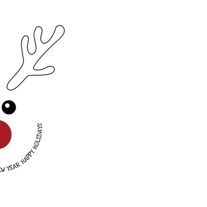 Kerstkaart zwart-wit met grappige illustratie rendier 2027 Achterkant