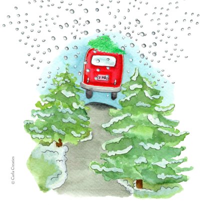 Kerstkaarten auto onderweg 2