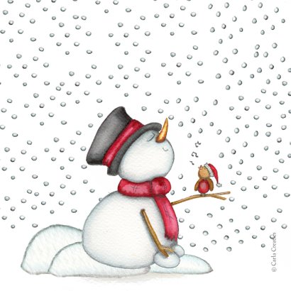 Kerstkaarten slapende sneeuwpop 2