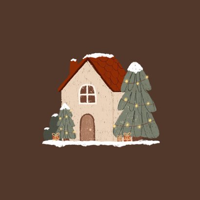Kerstkaartje adreswijziging illustratie huisje met sneeuw 2