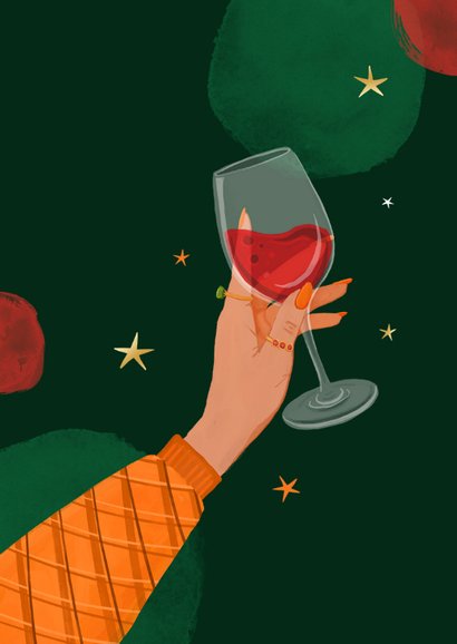 Kerstkaartje all I want for christmas is wine 2